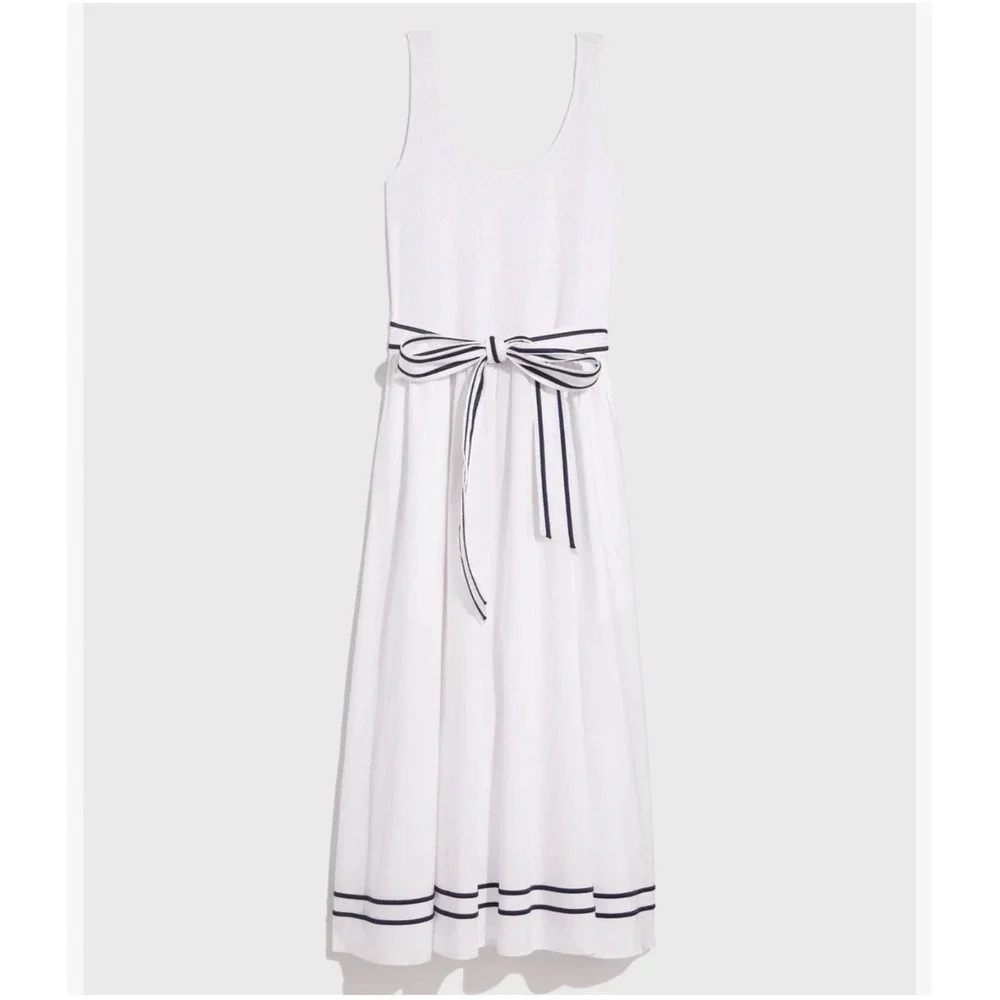 Vineyard Vines Mix‎ Media Midi Summer Sun Dress Cotton Poplin White Size XS